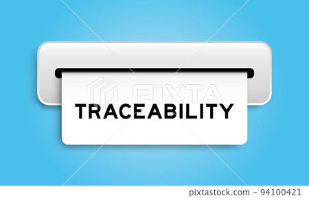 White coupon banner with word traceability from machine on blue color background White coupon banner with word traceability from machine on blue color background 94100421