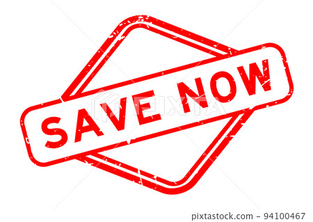 Grunge red save now word rubber seal stamp on white background 94100467