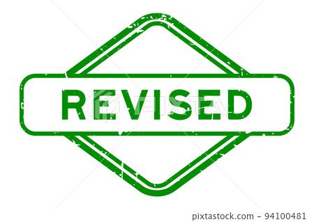 Grunge green revised word rubber seal stamp on white background Grunge green revised word rubber seal stamp on white background 94100481