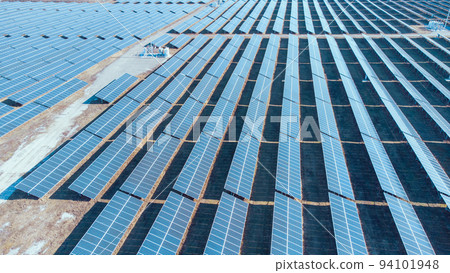 Aerial view : Blue Solar farm, solar panels Aerial view : Blue Solar farm, solar panels 94101948