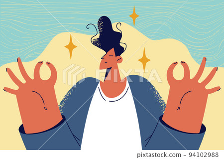 Man meditate relive negative energy  94102988