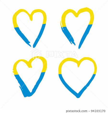 Heart Icon Set in Ukraine National Colors Heart Icon Set in Ukraine National Colors 94103170