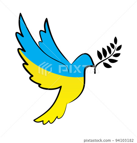 Flag of Ukraine in the Form of Dove of Peace on White Background 94103182