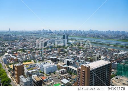 東京江戶川區，從塔廳船堀天文台看到的東京城市景觀 94104576