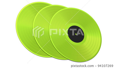 Set of vinyl LP records with label isolated on white background. 94107269
