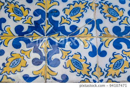 Portuguese azulejo tiles. Watercolor seamless pattern Portuguese azulejo tiles. Watercolor seamless pattern 94107471