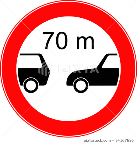 A sign limiting the minimum distance. Vector image. 94107656