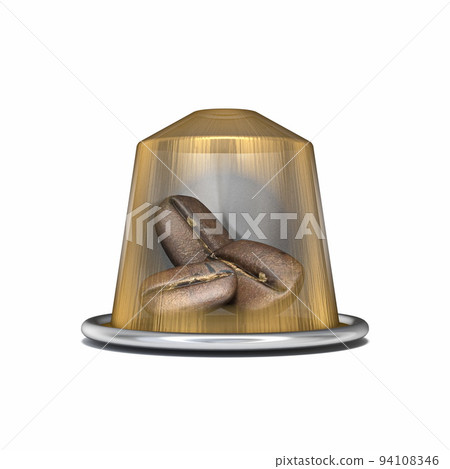 Semitransparent coffee capsule with coffee beans 3D 94108346