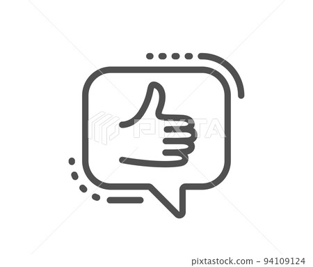 Like line icon. Thumbs up sign. Positive feedback, social media symbol. Quality design element. Linear style like icon. Editable stroke. Vector 94109124