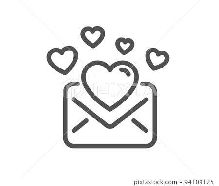 Love Mail line icon. Valentines Message correspondence sign. E-mail symbol. Quality design element. Linear style love Mail icon. Editable stroke. Vector 94109125