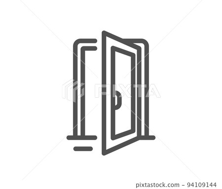 Open door line icon. Entrance doorway sign. Building entry symbol. Quality design element. Linear style open door icon. Editable stroke. Vector 94109144