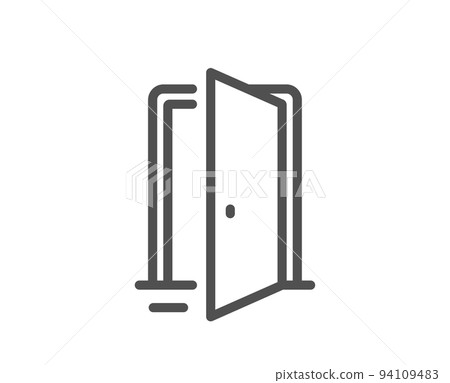 Open door line icon. Entrance doorway sign. Building entry symbol. Quality design element. Linear style open door icon. Editable stroke. Vector 94109483