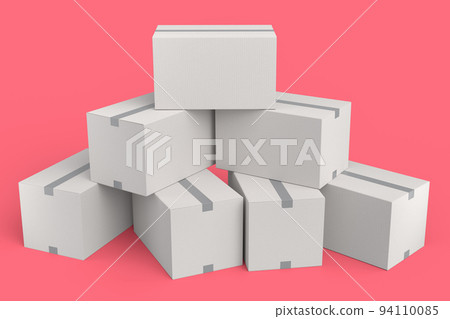 Cardboard box or carton on pink background, carrying parcel and online shopping 94110085