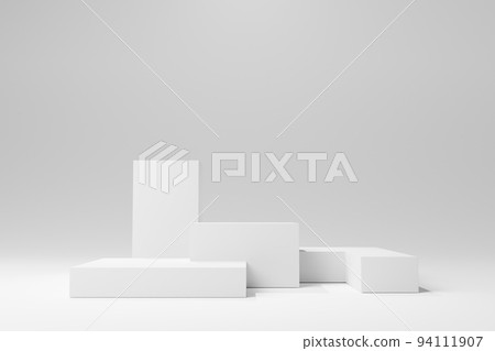 Simple white square stand product display stock 3D illustration background 94111907