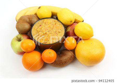 puree in a cup of chopped fresh fruit and whole fruit 94112405