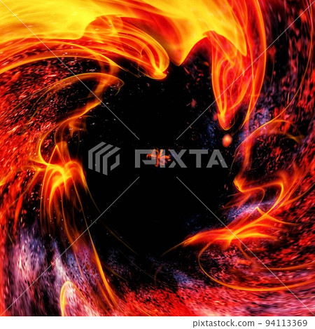在黑色背景上旋轉的火 94113369