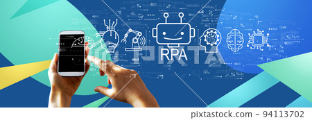 Robotic Process Automation theme with person using smartphone 94113702