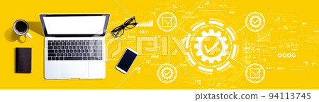 Quality control approval with a laptop computer 94113745