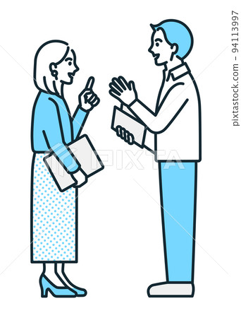 Men and women exchanging opinions with each other in the office. Illustration material of a business person. Men and women exchanging opinions with each other in the office. Illustration material of a business person. 94113997
