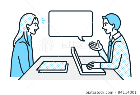 A business negotiation scene of a businessman who sincerely responds to a customer. Vector illustration material. 94114001