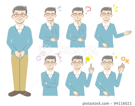 老人穿著休閒服，面部表情各異，上身 94116021