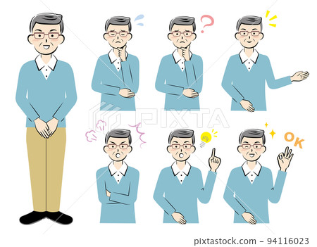 老人穿著休閒服，面部表情各異，上身 94116023