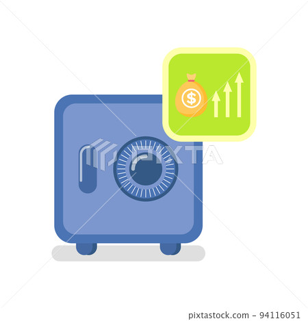 Strongbox Made of Steel, Dollars in Bag, Infochart 94116051