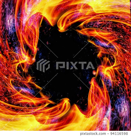 Illustration of swirling fire on black background 94116598