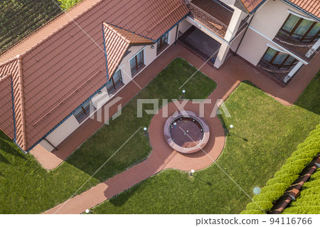 Aerial view of a residential new house yard. 94116766