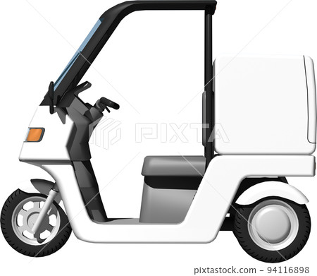 用於送貨的白色三輪車送貨自行車的插圖背景透明圖像。 用於送貨的白色三輪車送貨自行車的插圖背景透明圖像。 94116898