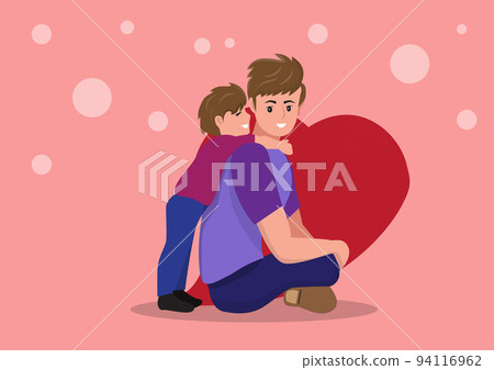 Happy father and son character vector illustration - love, bonding, father-son concept. 94116962