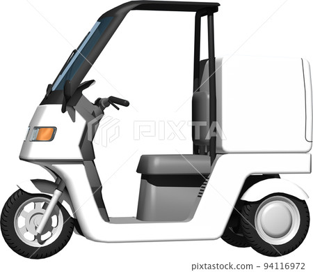用於送貨的白色三輪車送貨自行車的插圖背景透明圖像。 用於送貨的白色三輪車送貨自行車的插圖背景透明圖像。 94116972