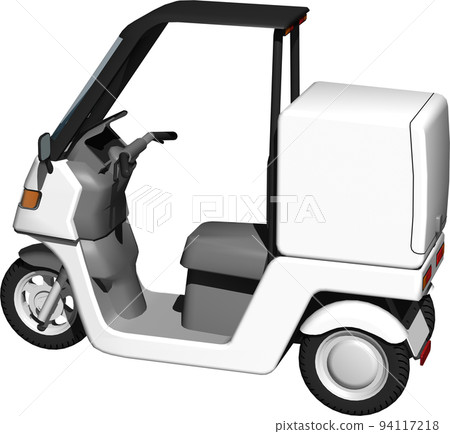 用於送貨的白色三輪車送貨自行車的插圖背景透明圖像。 94117218