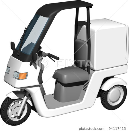 用於送貨的白色三輪車送貨自行車的插圖背景透明圖像。 94117413