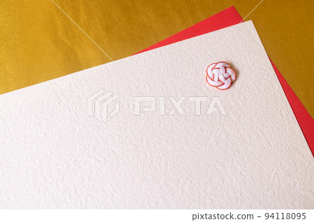 Japanese paper and Mizuhiki Ume knot, celebration background material 94118095
