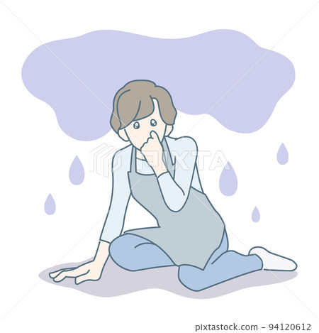 A housewife sadly urling in a tragic heroine pose A housewife sadly urling in a tragic heroine pose 94120612