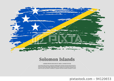 Solomon Islands flag with brush stroke effect and information text poster, vector Solomon Islands flag with brush stroke effect and information text poster, vector 94120653