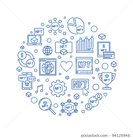 NFT Technology outline Banner - Non-Fungible Token vector round illustration NFT Technology outline Banner - Non-Fungible Token vector round illustration 94120948