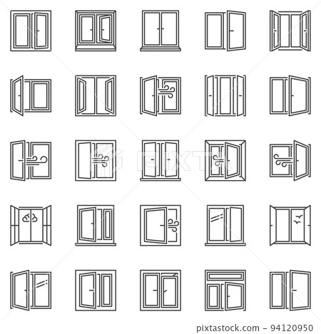 Windows outline icons set. Window concept symbols collection 94120950