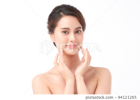Beautiful young asian woman with clean fresh skin on white background, Face care, Facial treatment, Cosmetology, beauty and spa, Asian women portrait. 94121265