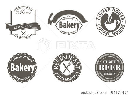 Emblem restaurant logo mark illustration set 94121475