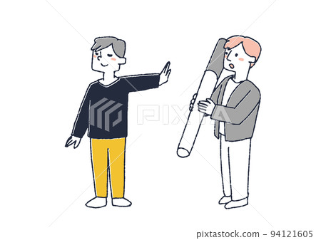 A man who refuses an invitation to smoke People who have overcome the temptation to smoke 94121605