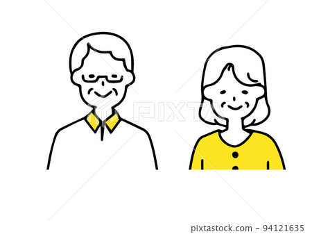 簡單的微笑老人和老婦夫婦圖標 94121635