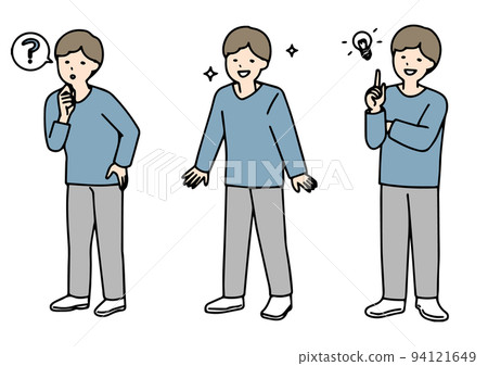 Full-body illustration of a man in a casual style Variations of facial expressions 94121649