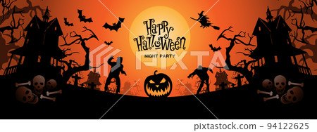 Happy Halloween black orange holiday night party celebration festival vector 94122625
