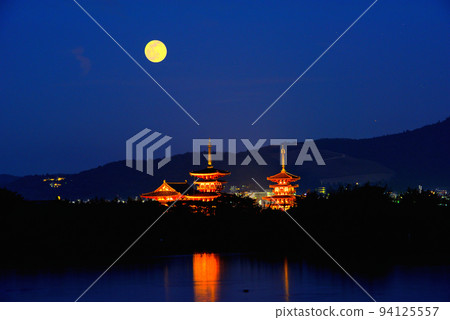 《奈良縣》世界文化遺產藥師寺夜景/ 《奈良縣》世界文化遺產藥師寺夜景/ 94125557