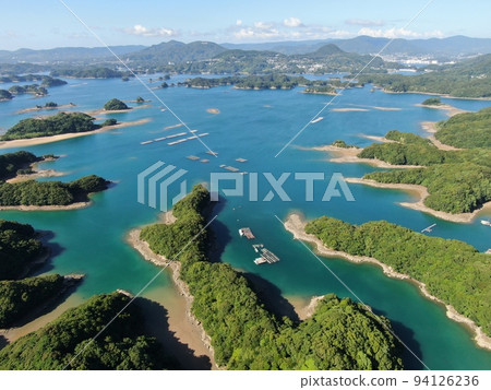 Aerial view of Kujukushima from above Shirahama Seaside Park in Sasebo City 94126236