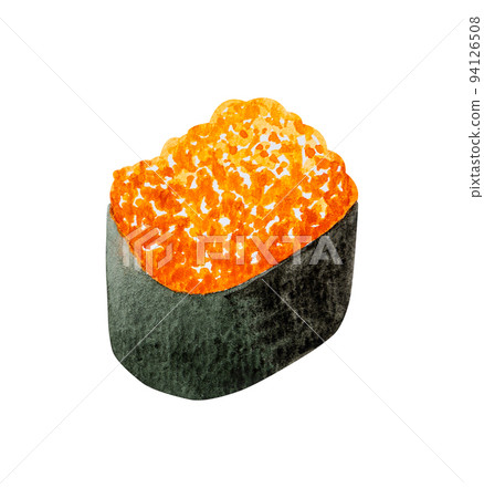 Ebiko shrimp roe maki sushi. Japanese food  Hand drawn watercolor 94126508