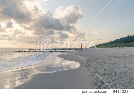Morning view on Baltic sea in the morning in Chalupy, Poland. Morning view on Baltic sea in the morning in Chalupy, Poland. 94130224