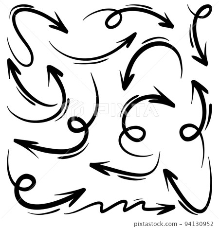 Set of Hand drawn vector arrows doodle on white background. design element vector illustration. Set of Hand drawn vector arrows doodle on white background. design element vector illustration. 94130952